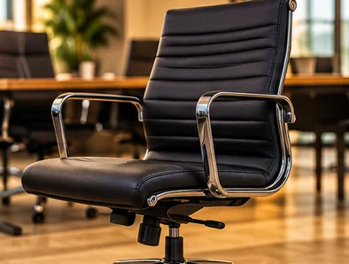 Silla ejecutiva tapizada en piel negra